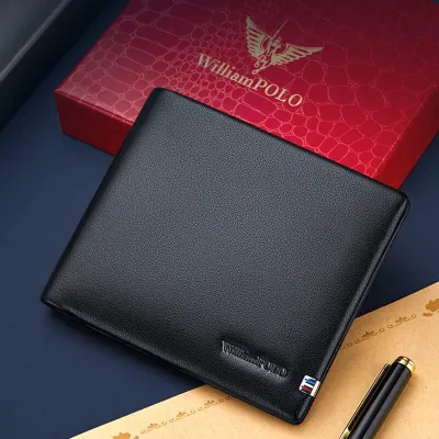 WILLIAM POLO Genuine Leather Short Wallet – Durable & Compact
